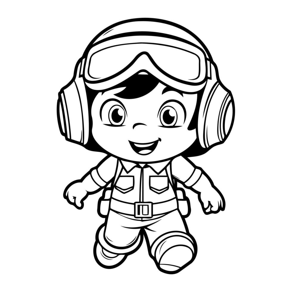 Clean line pilot icon for coloring. vector