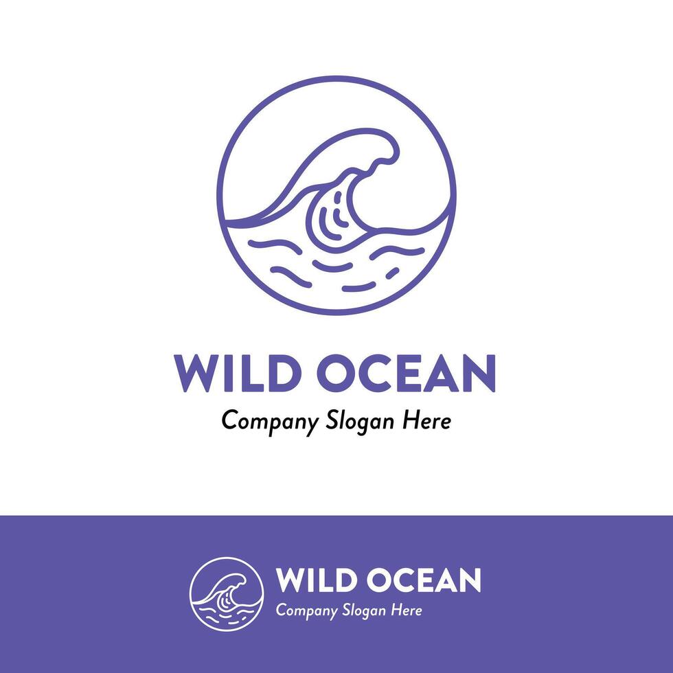 Wild Ocean Waves Surfing Logo Design vector