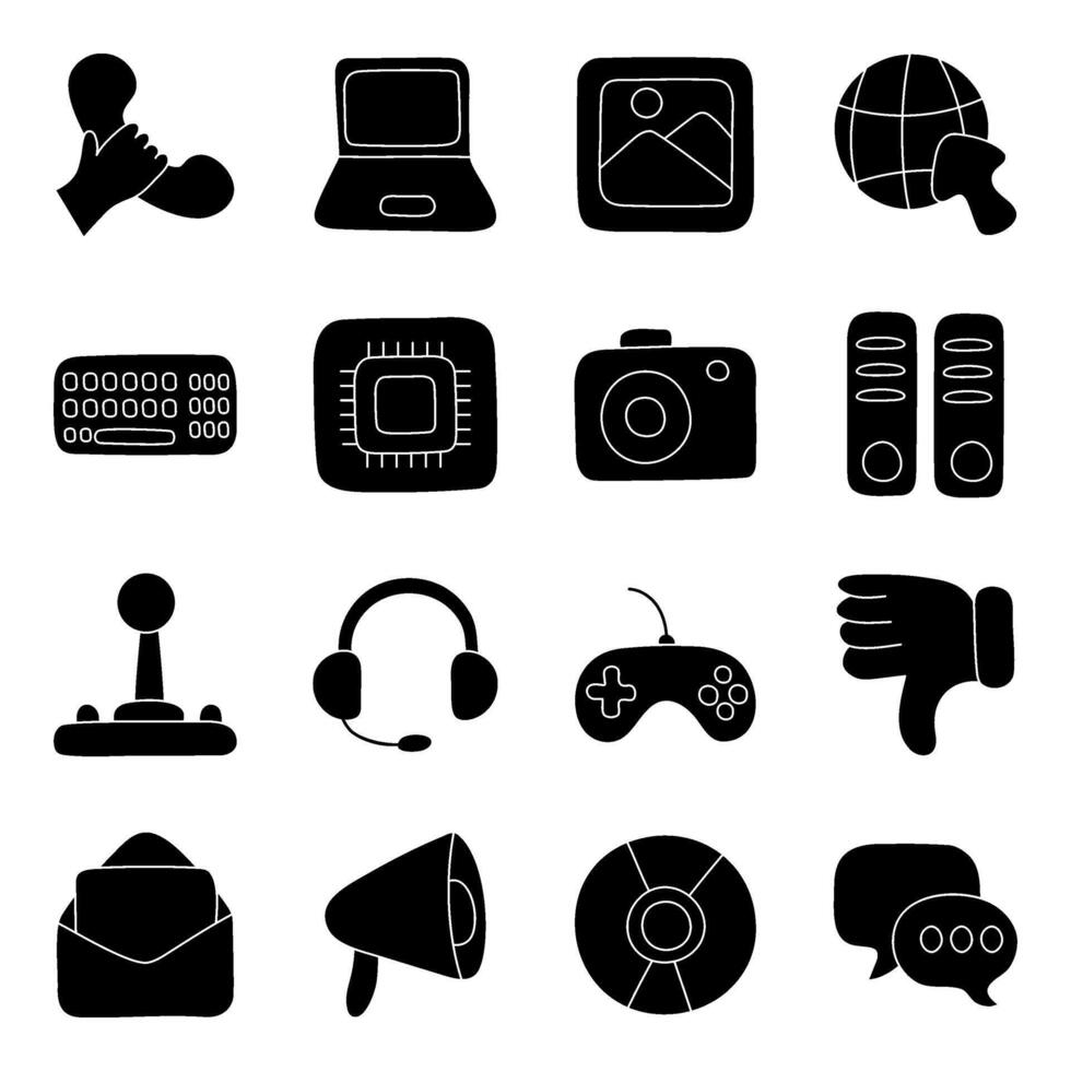 Set of Devices Solid Icons vector