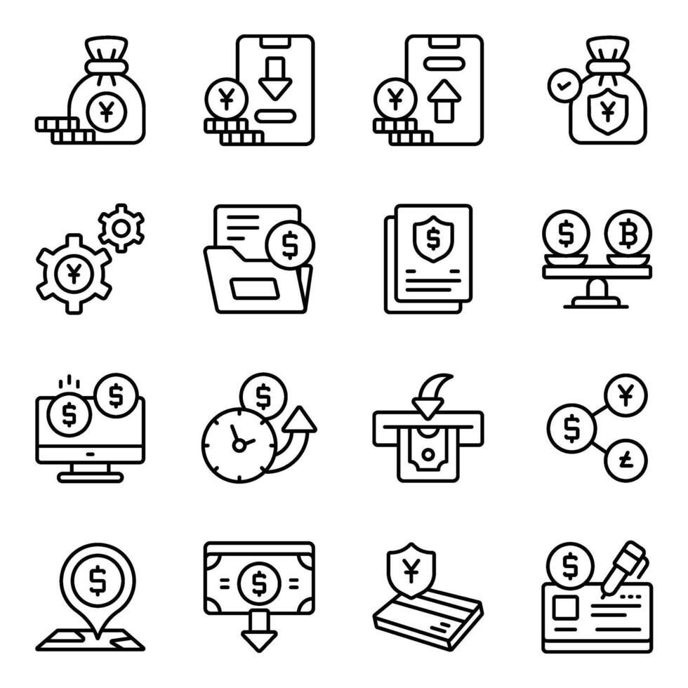 Pack of Banking linear Icon vector