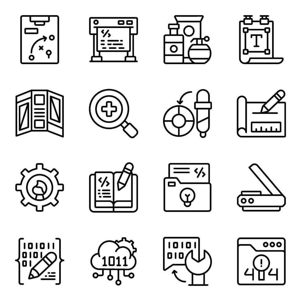 Set of Art and Designing linear Icons vector