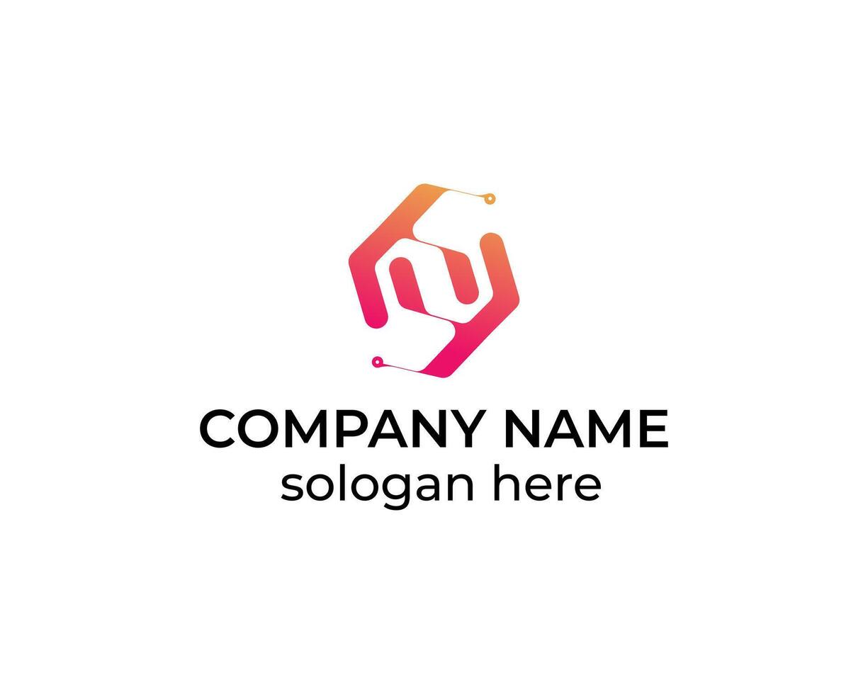 Technology modern app logo design template vector