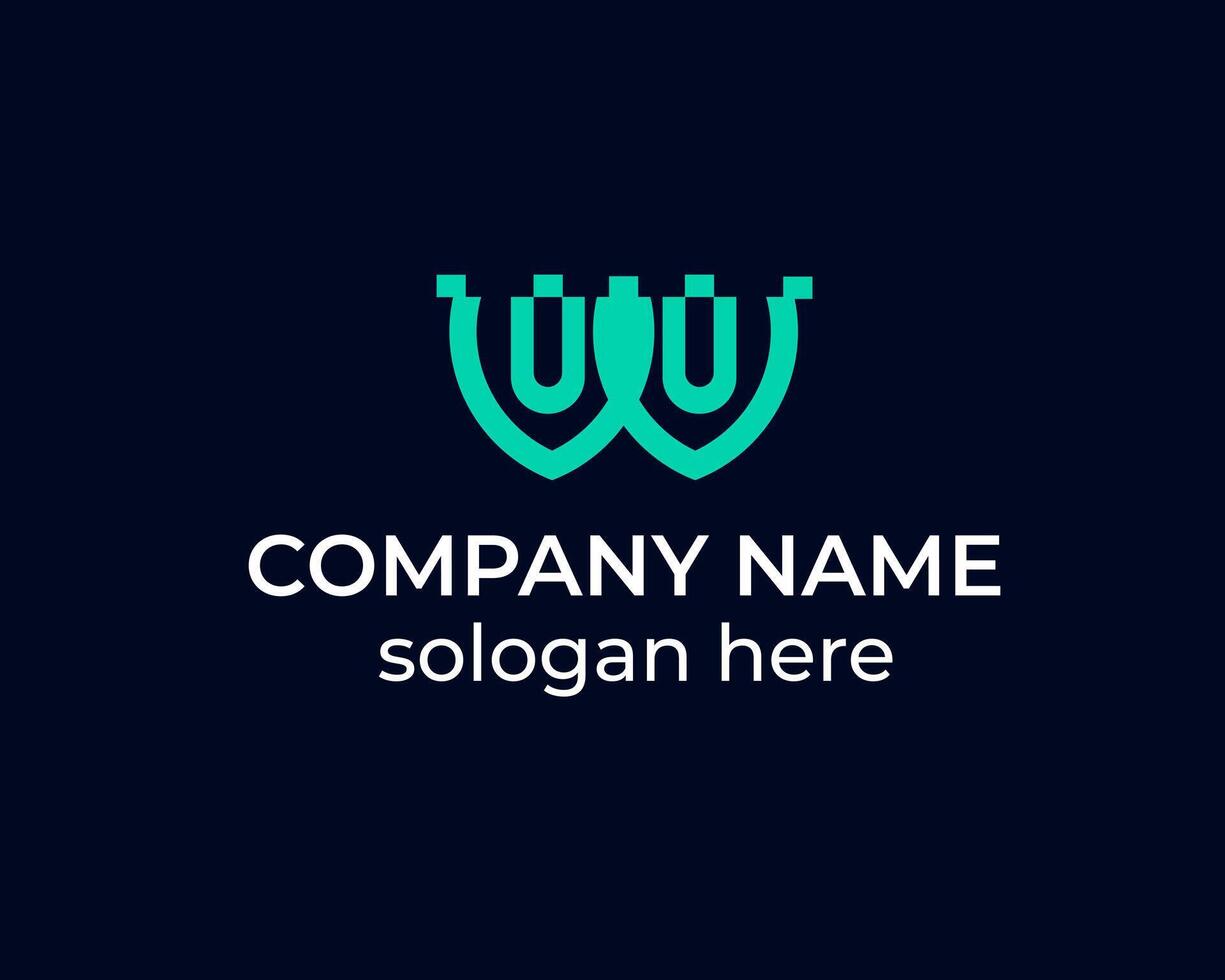 Letter W power, tech and technology modern logo design template vector