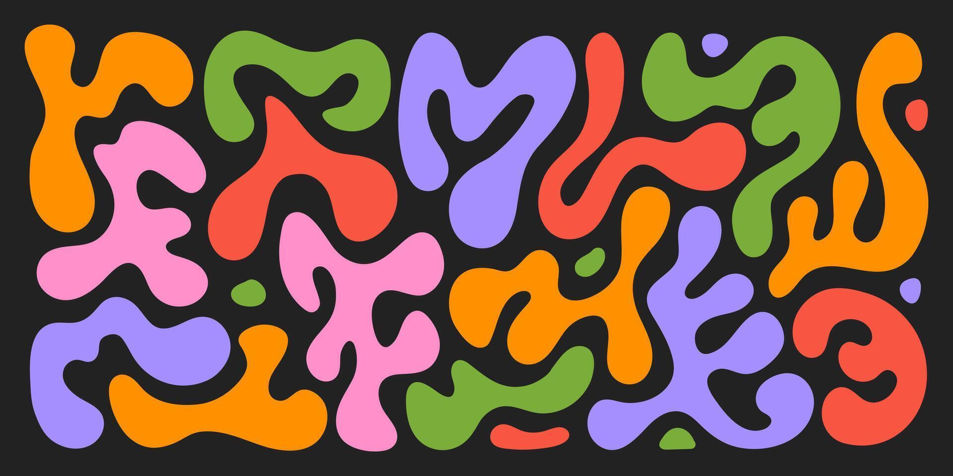 Abstract set liquid organic shapes. Colorful wavy bubbles and drops in trendy y2k style vector