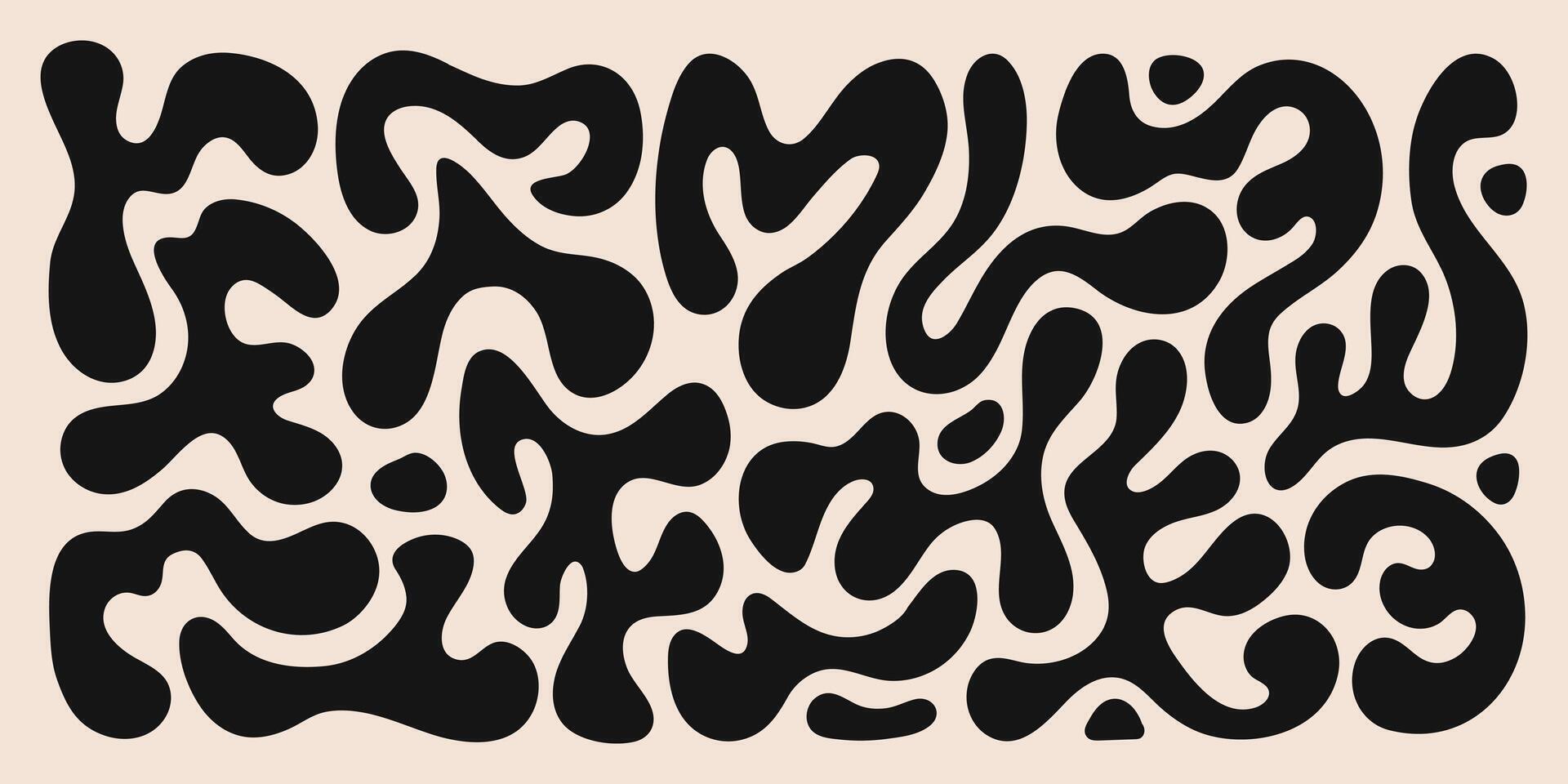 Abstract set liquid organic shapes. Black wavy bubbles and drops in trendy y2k style. vector