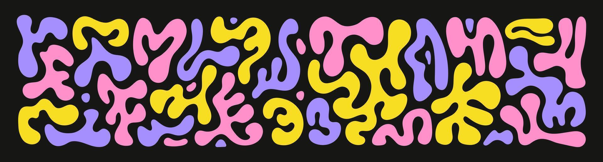 Abstract set liquid organic shapes. Colorful wavy bubbles and drops in trendy y2k style. vector