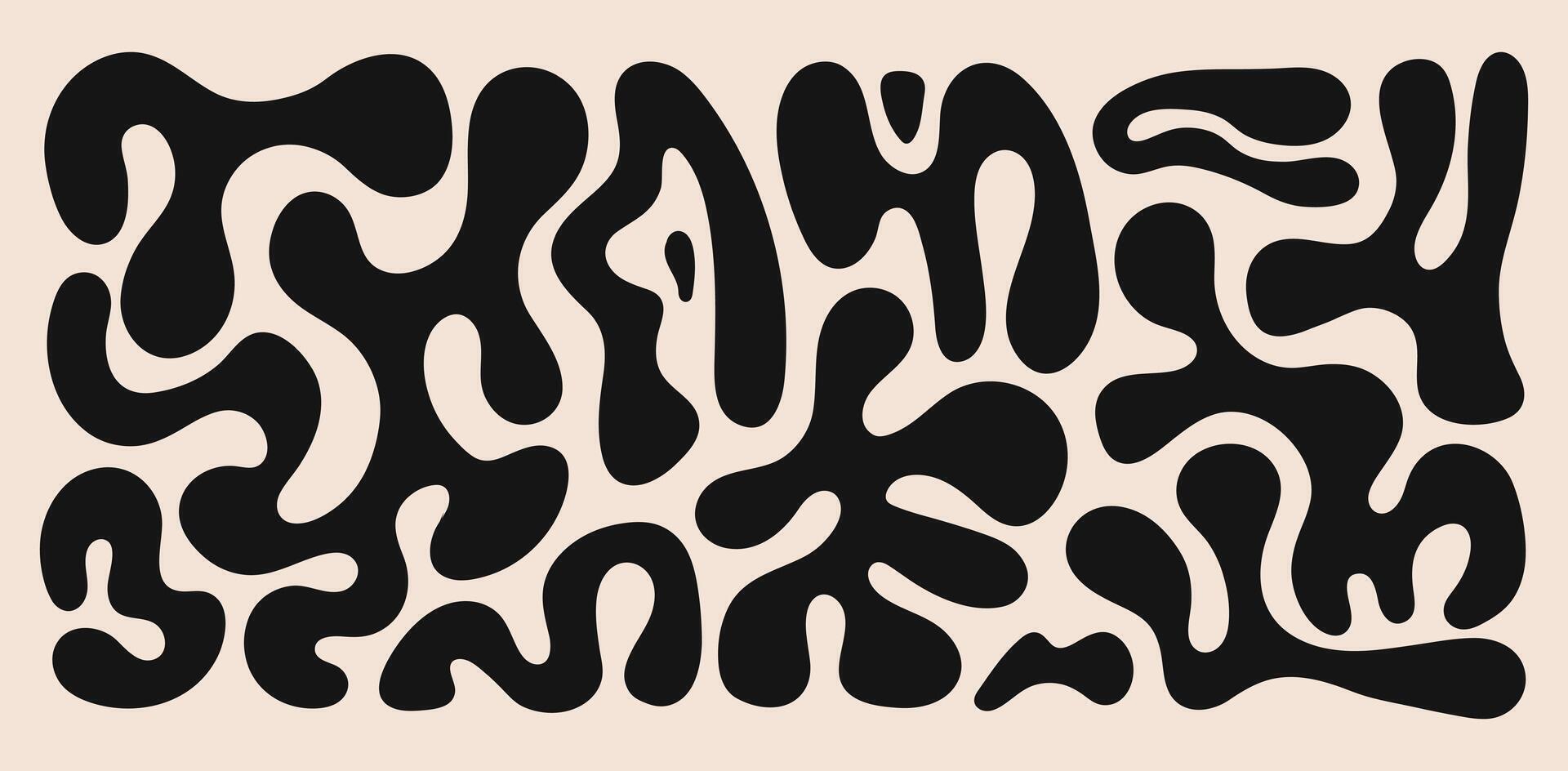 Abstract set liquid organic shapes. Black wavy bubbles and drops in trendy y2k style. vector