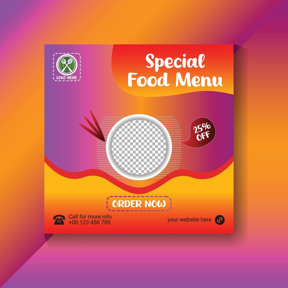 Food Menu And Restaurant Business Marketing Social Media Poster Design vector
