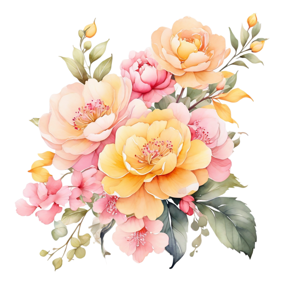 Watercolor Floral Flower Design, Watercolor Flower Bouquet, Watercolor Flower Arrangements Floral png