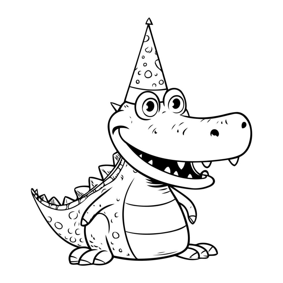 Clean line crocodile icon for coloring. vector