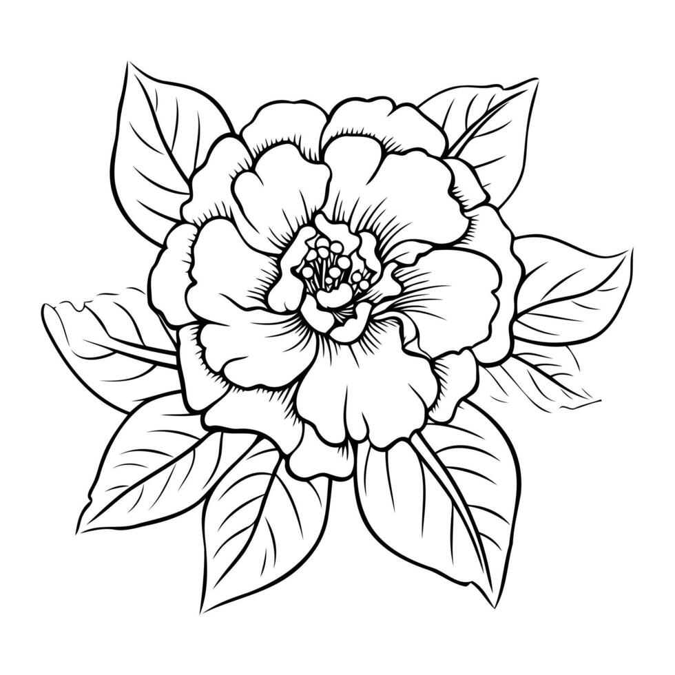 Professional artist creating clean, cute flower sketches for icons or designs in simple line art style. vector
