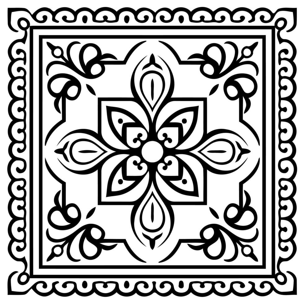 Icon of a patterned rug with geometric designs for creative projects. vector
