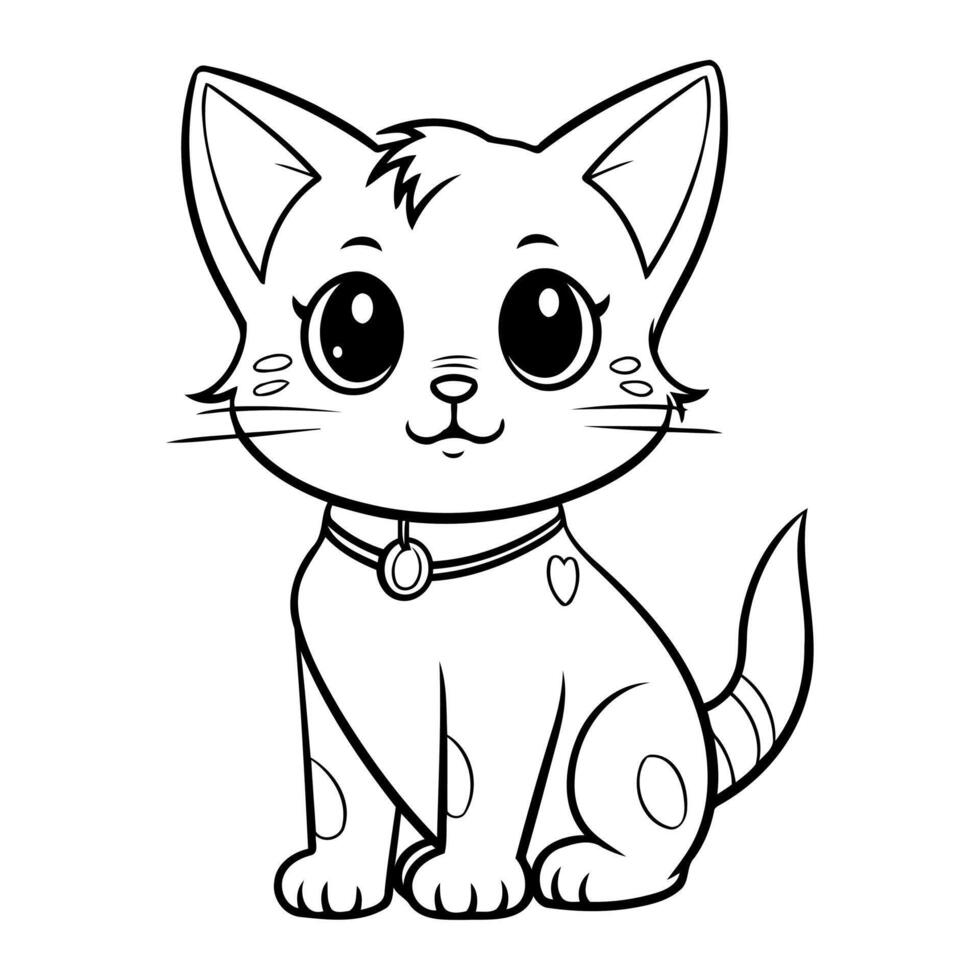 Clean line cat icon for coloring. vector