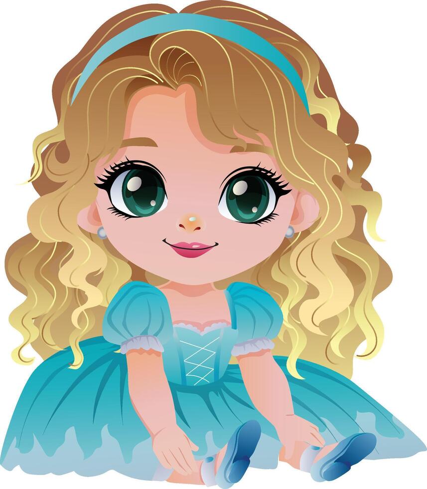 cinderella girl cartoon character sitting with her shoes vector