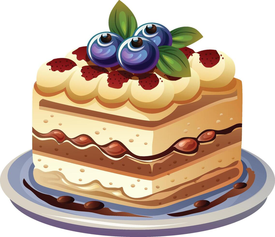 slice of tiramisu cake italian cake vector