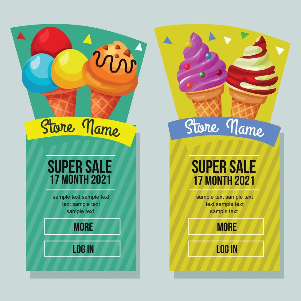 ice cream sale banner vertical object vector