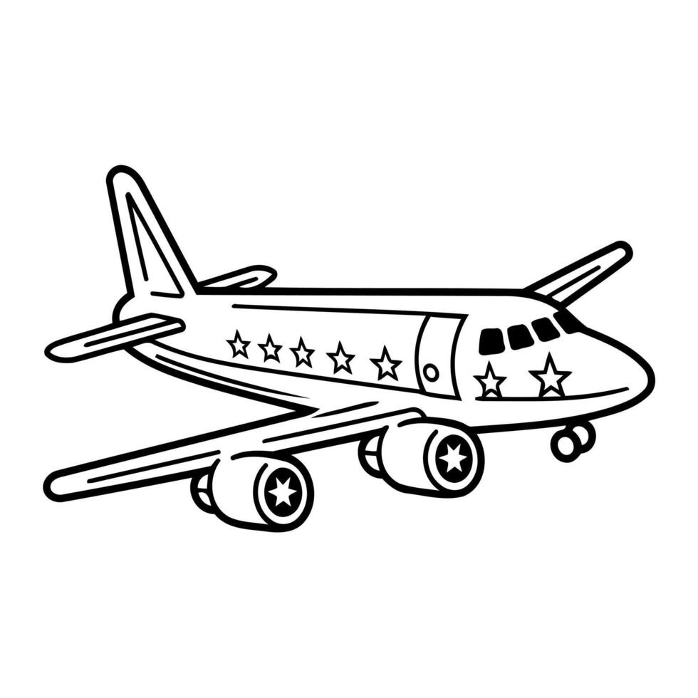 Clean line air plane icon for coloring. vector