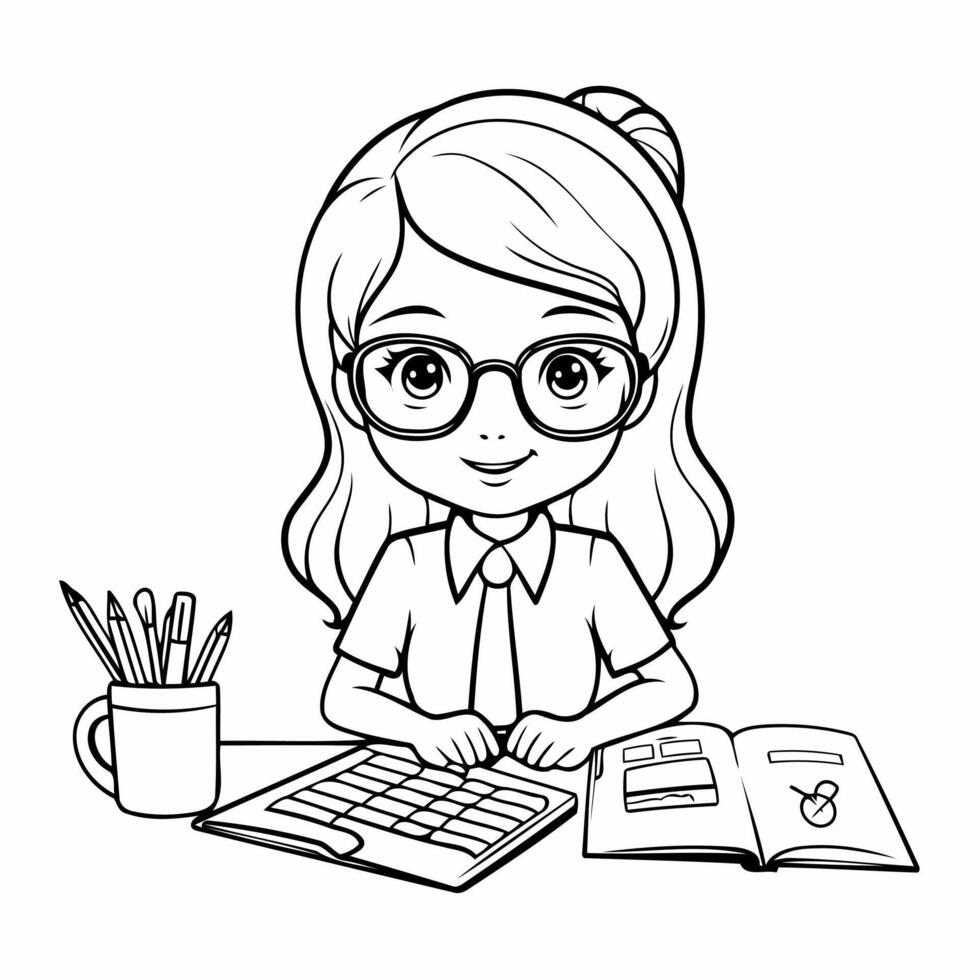 Clean line accountant icon for coloring. vector