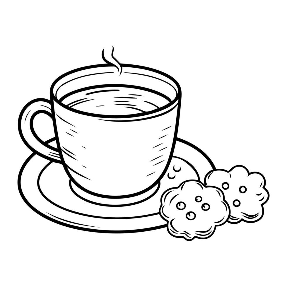 Clean line cup of coffee icon for coloring. vector