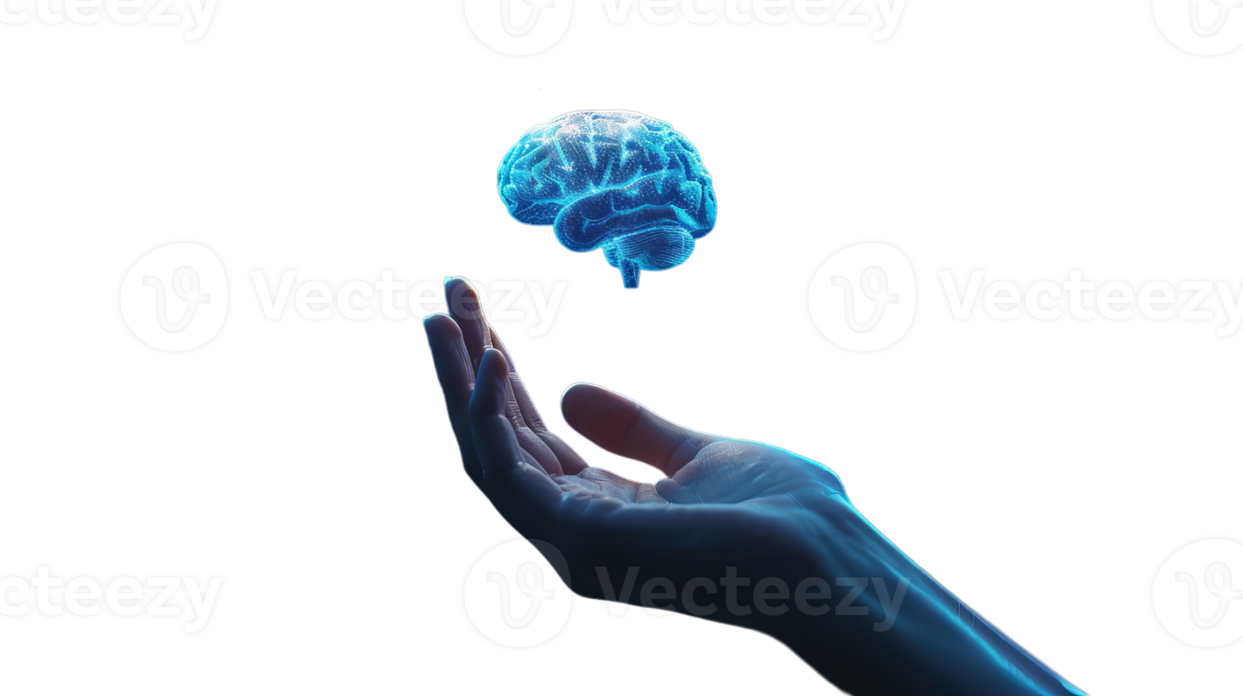 A hand is holding a brain png