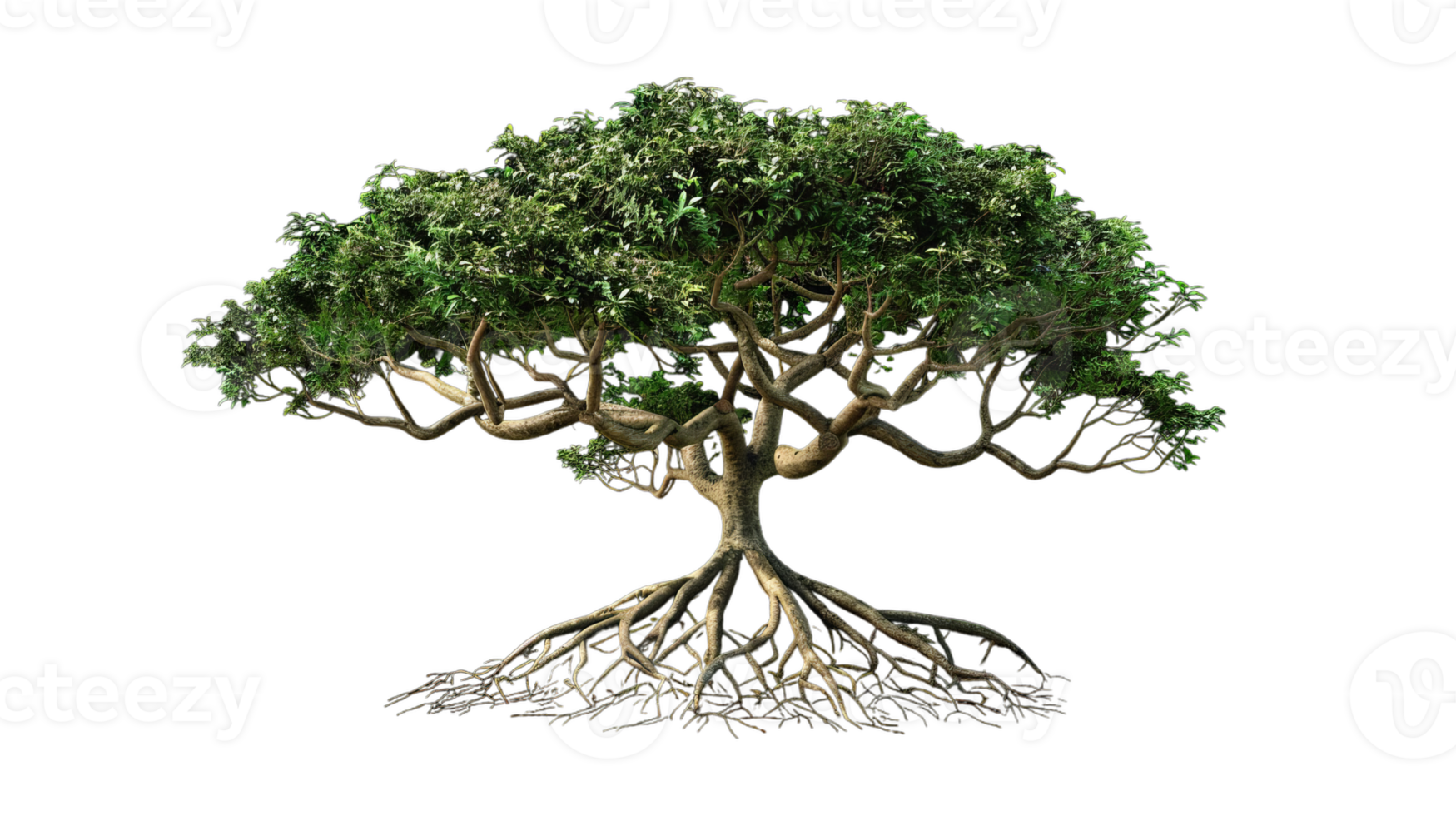 A large tree with a thick trunk and many branches png