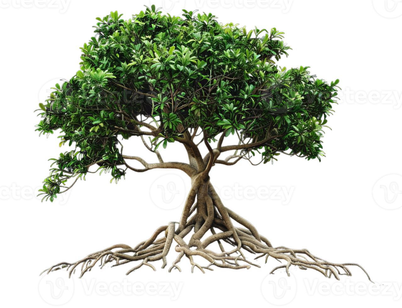 A large tree with a thick trunk and many branches png