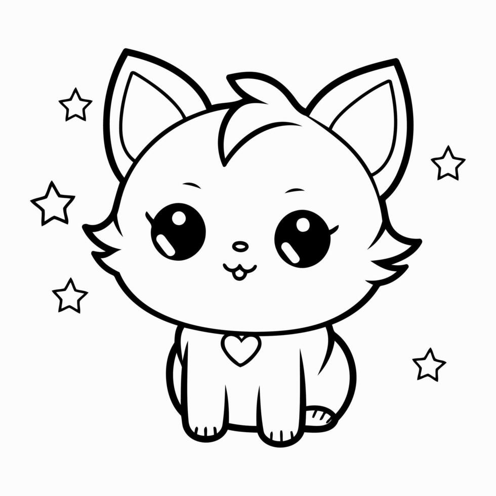 Clean line cat icon for coloring. vector