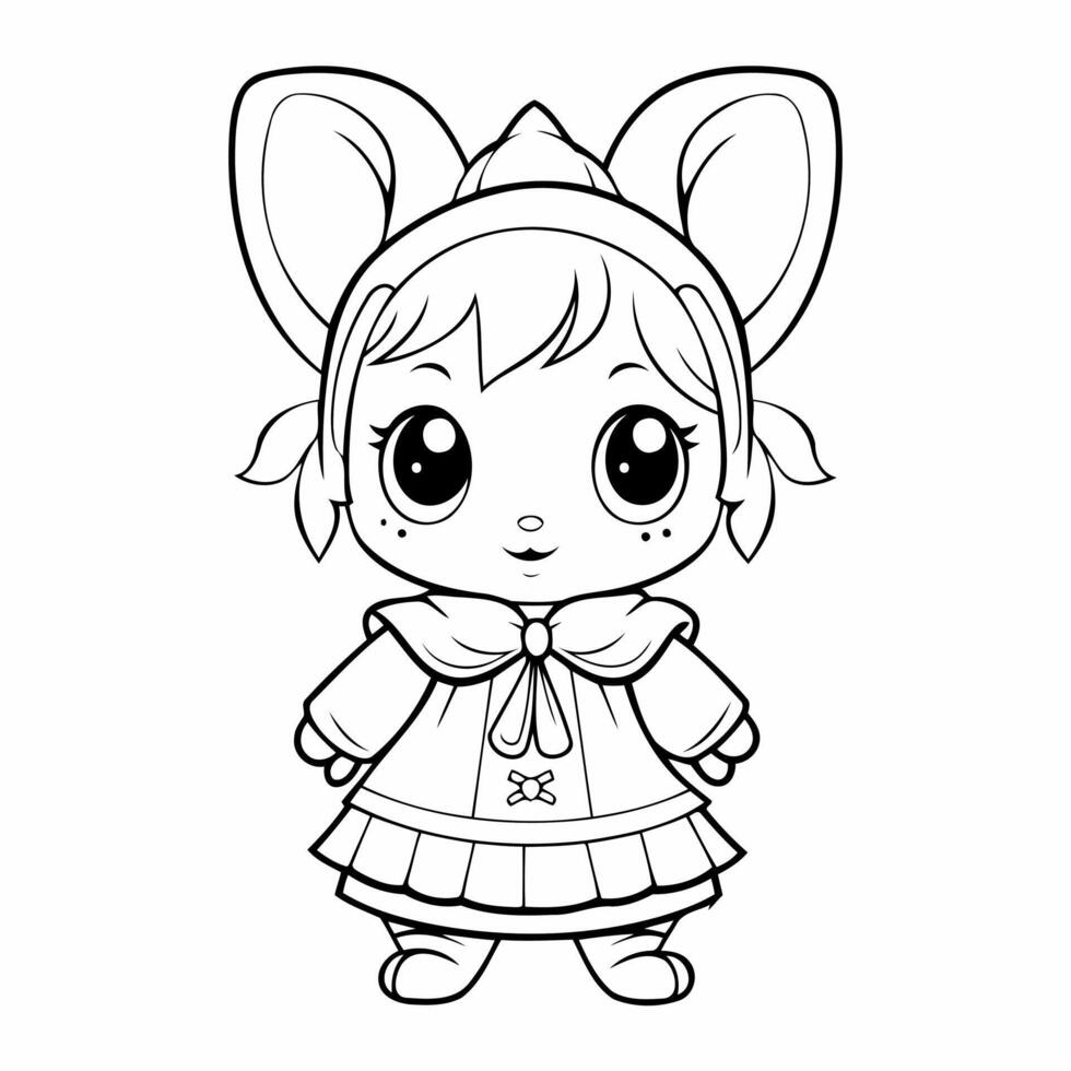 Clean line rabbit icon for coloring. vector
