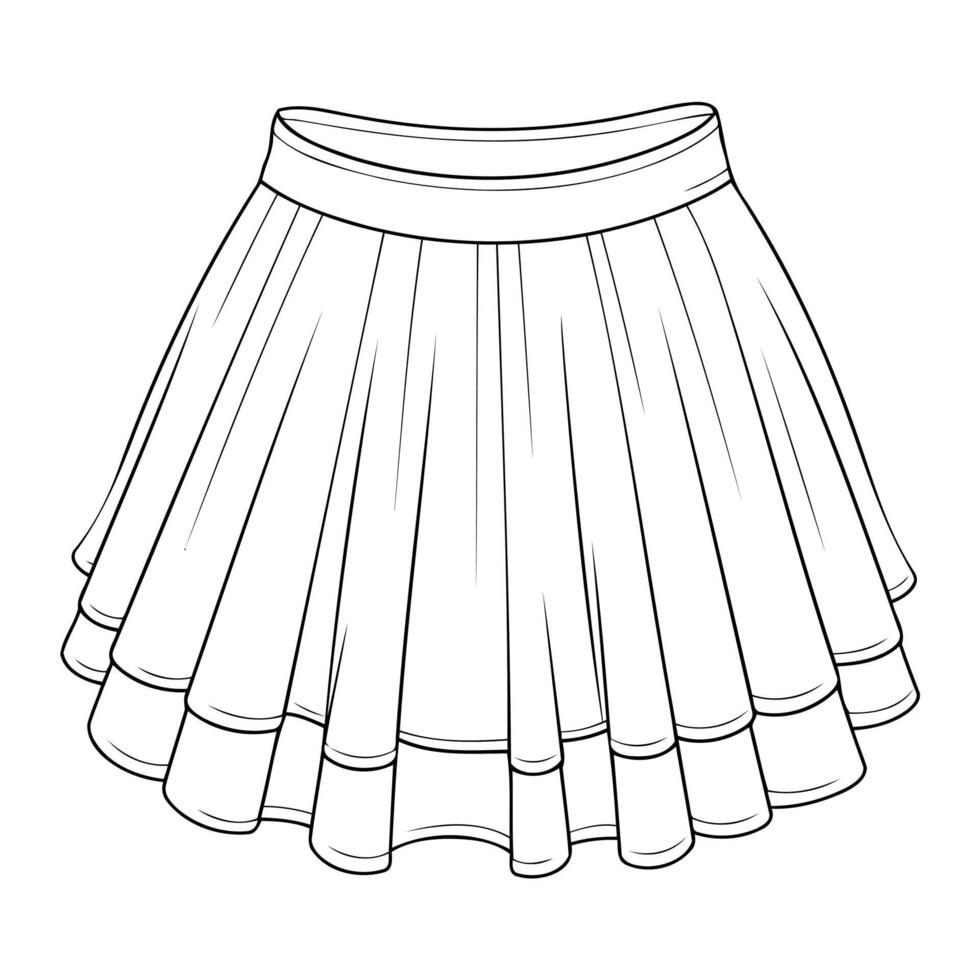 Cute and simple outline icon of a flared skirt with pleats, perfect for fashion design projects. vector