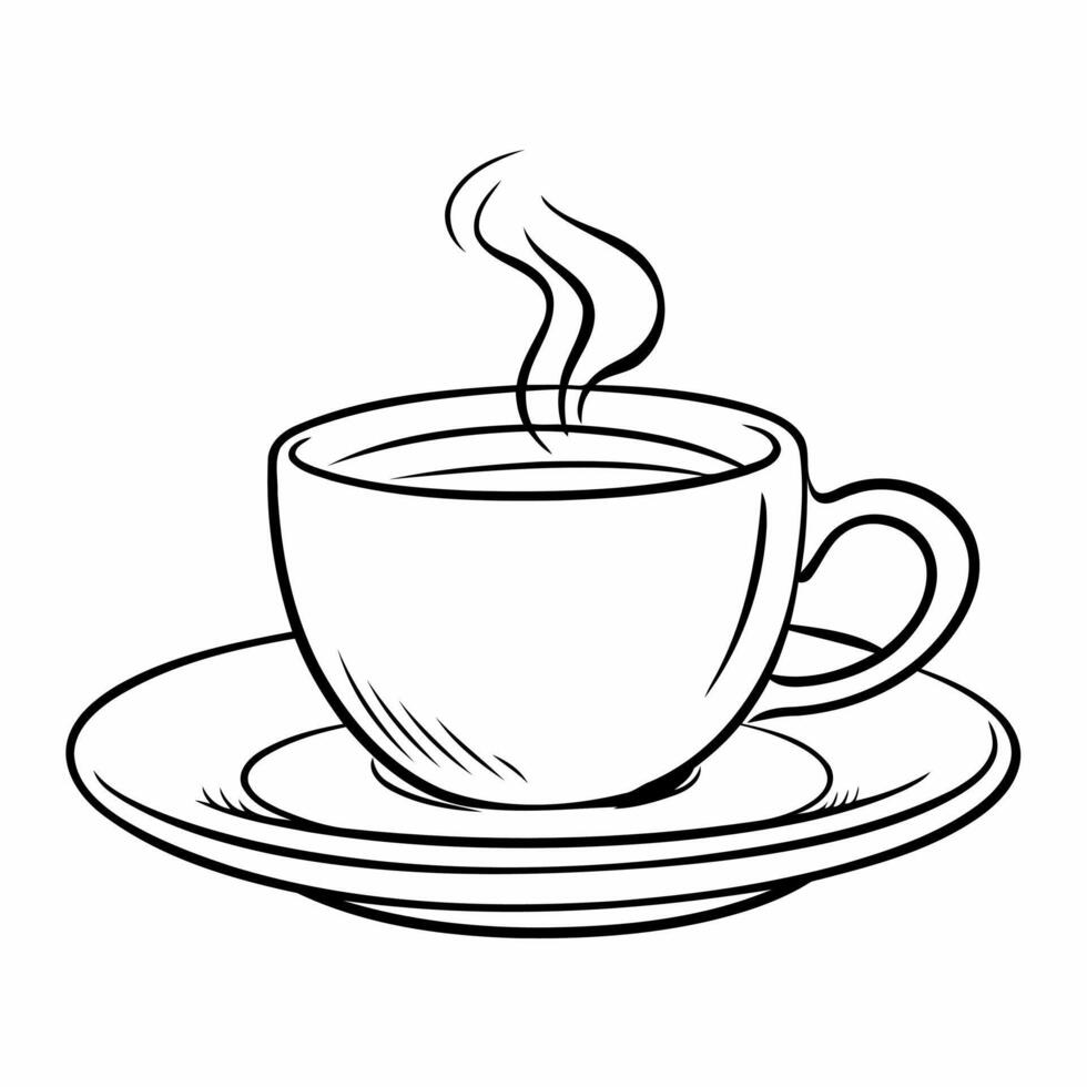 Clean line cup of coffee icon for coloring. vector