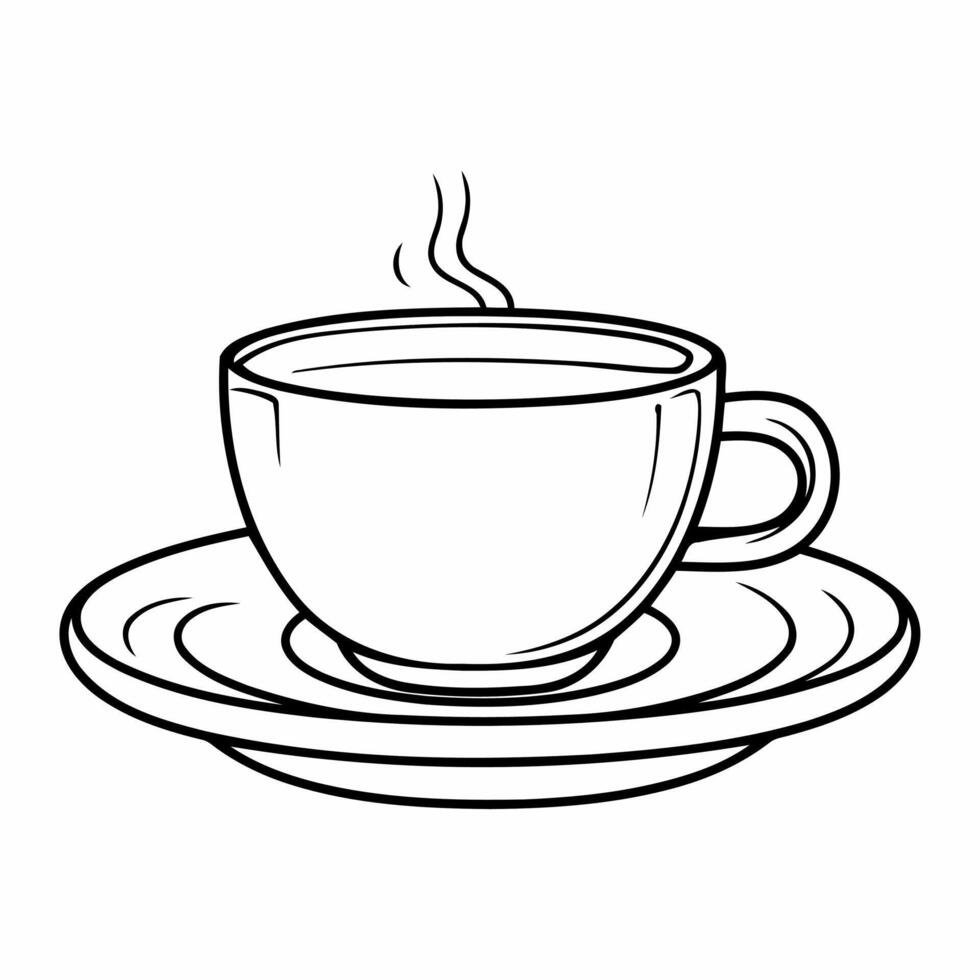 Clean line cup of coffee icon for coloring. vector