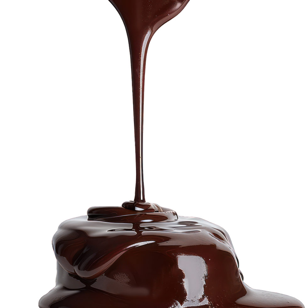 Rich Dark Chocolate Sauce Pouring Over Smooth Surface Close-Up png