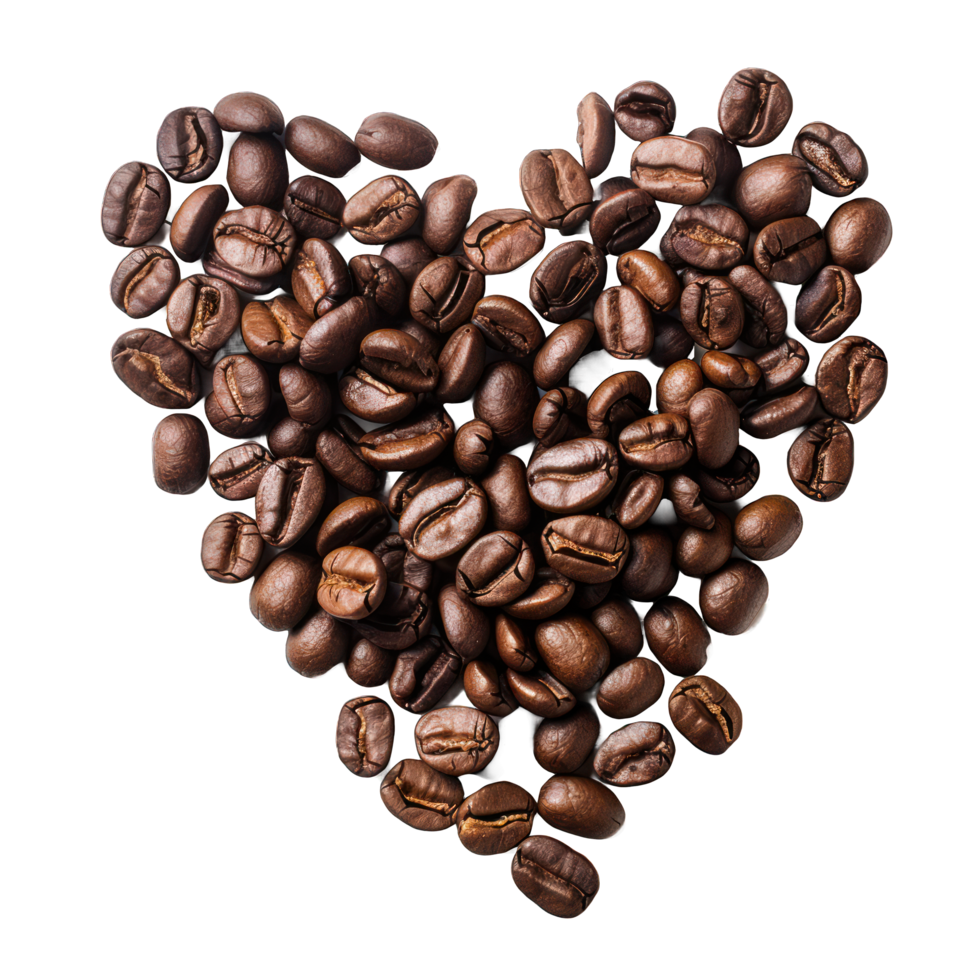 een stapel van koffie bonen geregeld in een hart vorm png
