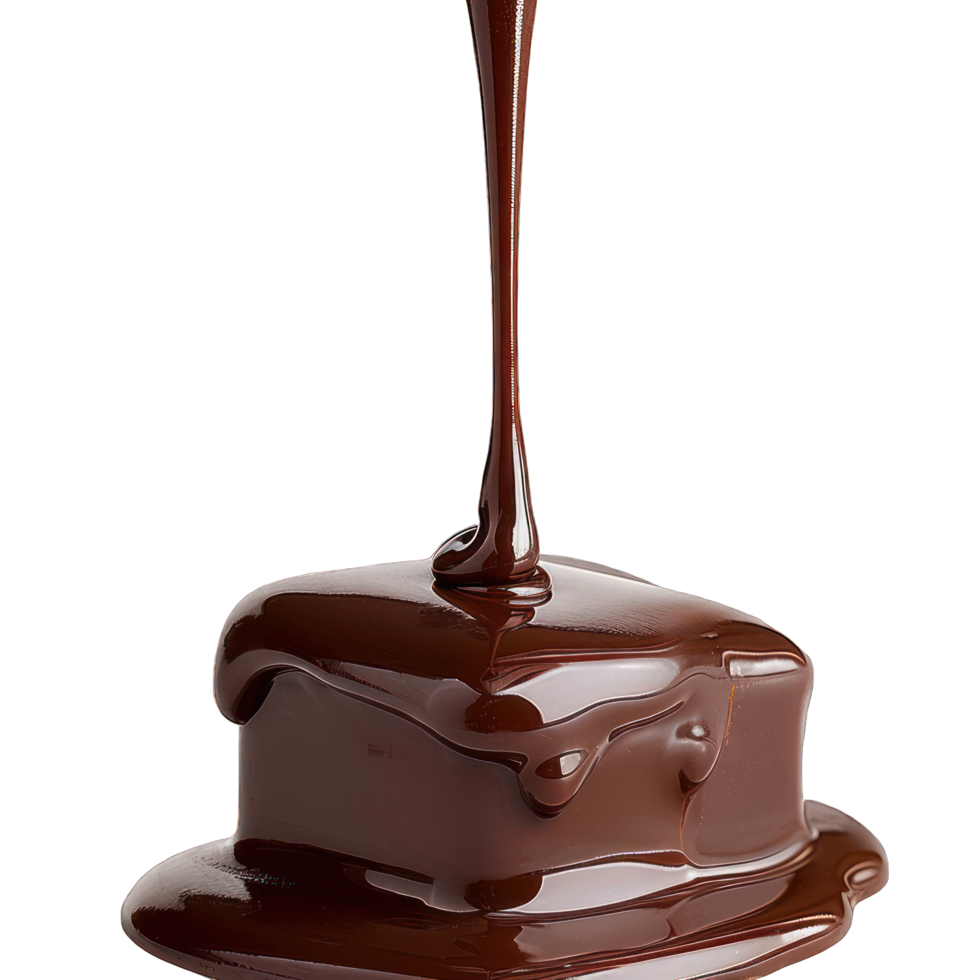 Rich Dark Chocolate Sauce Pouring Over Smooth Surface Close-Up png