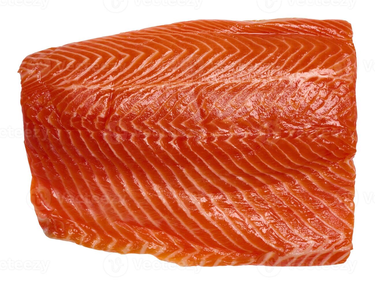 Raw trout fillet on isolated background, top view photo