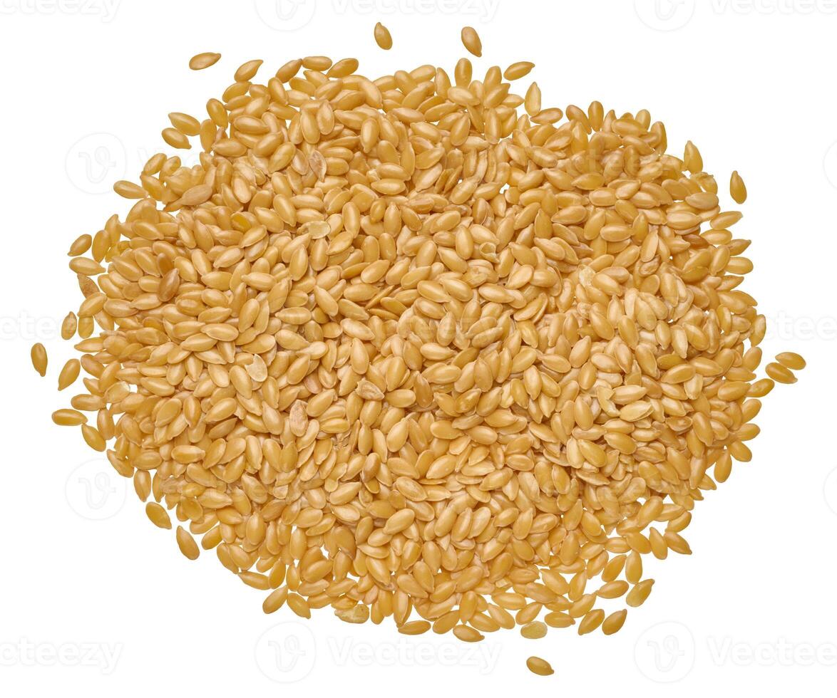 Heap of flax seeds on isolated background photo
