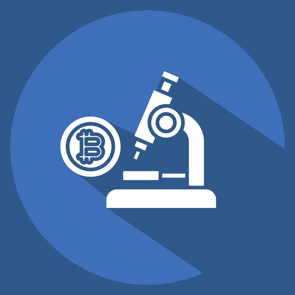 Icon Bitcoin Research. related to Cryptography symbol. long shadow style. simple design illustration vector