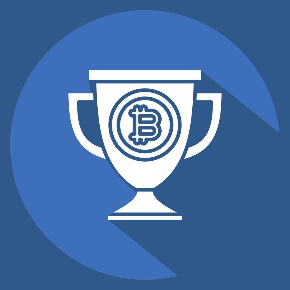 Icon Bitcoin Trophy. related to Cryptography symbol. long shadow style. simple design illustration vector