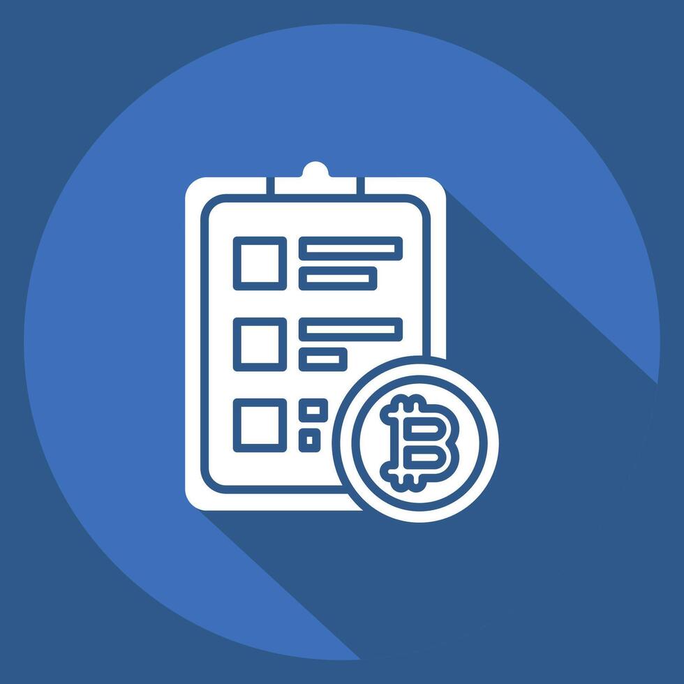 Icon Crypto Report. related to Cryptography symbol. long shadow style. simple design illustration vector