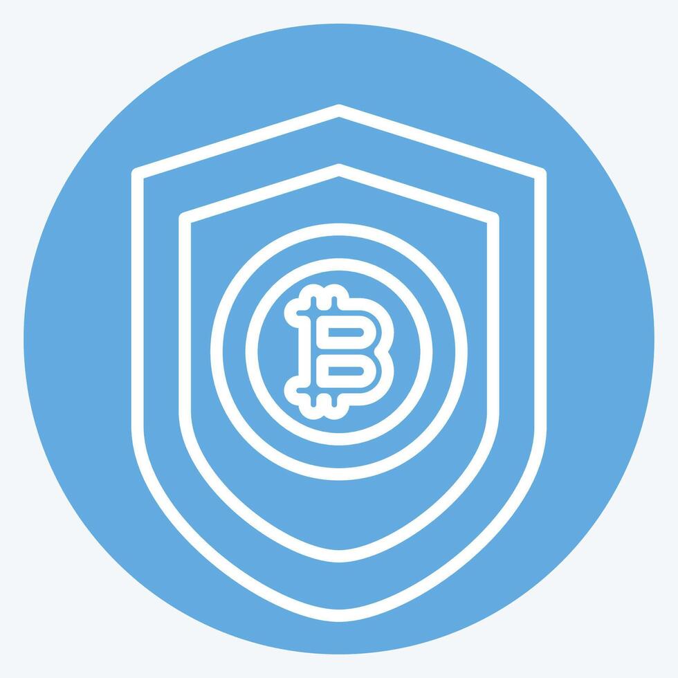 Icon Bitcoin Protection. related to Cryptography symbol. blue eyes style. simple design illustration vector
