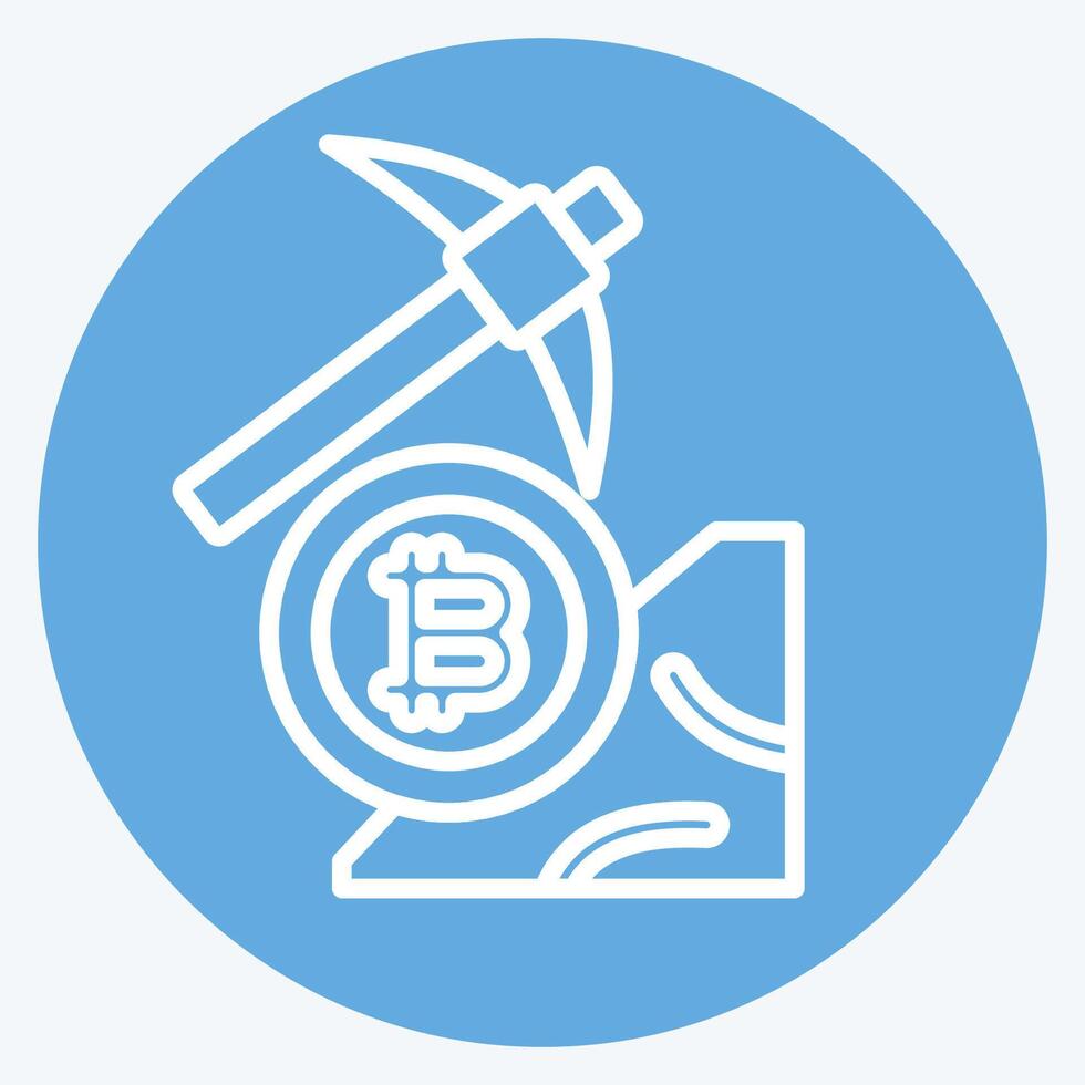 Icon Bitcoin Mining. related to Cryptography symbol. blue eyes style. simple design illustration vector