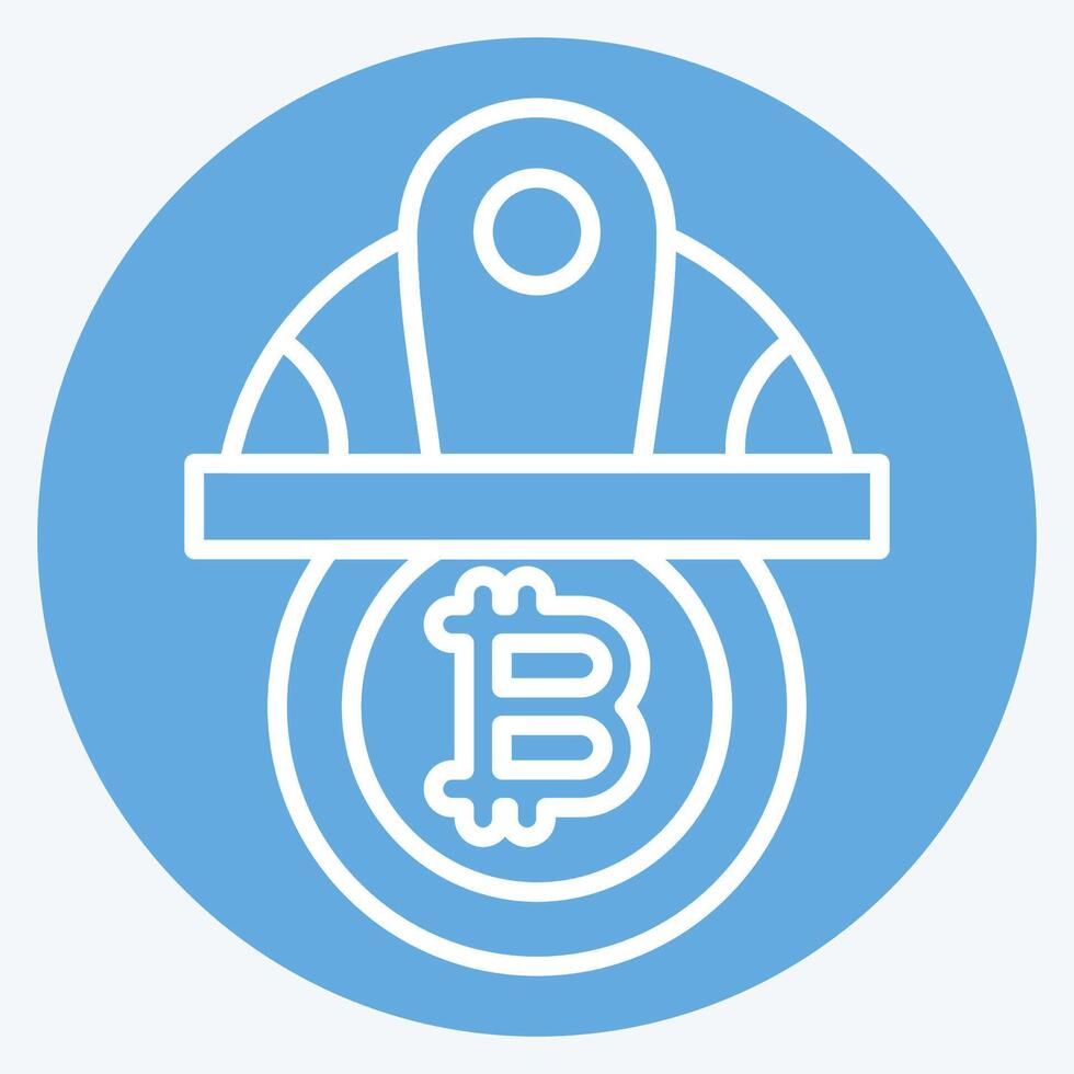 Icon Bitcoin Minor Hat. related to Cryptography symbol. blue eyes style. simple design illustration vector