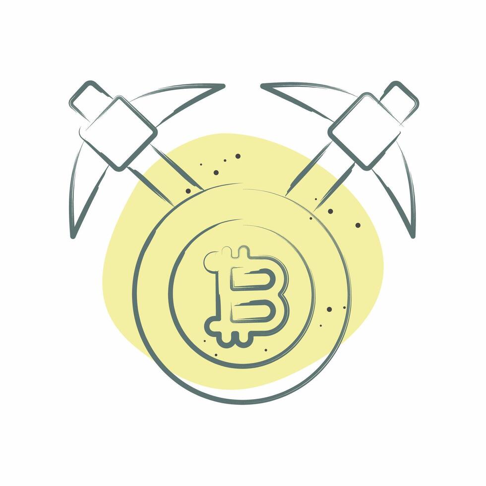 Icon Bitcoin mining Axe. related to Cryptography symbol. Color Spot Style. simple design illustration vector