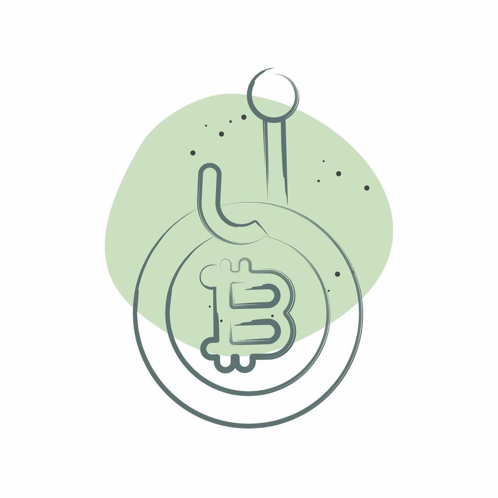 Icon Bitcoin Phising. related to Cryptography symbol. Color Spot Style. simple design illustration vector