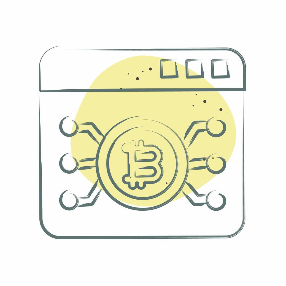 Icon Bitcoin Web. related to Cryptography symbol. Color Spot Style. simple design illustration vector