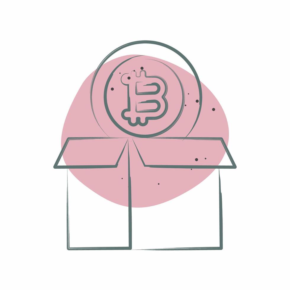 Icon Bitcoin Parcel. related to Cryptography symbol. Color Spot Style. simple design illustration vector