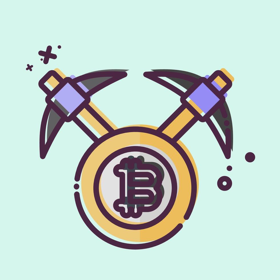 Icon Bitcoin mining Axe. related to Cryptography symbol. MBE style. simple design illustration vector