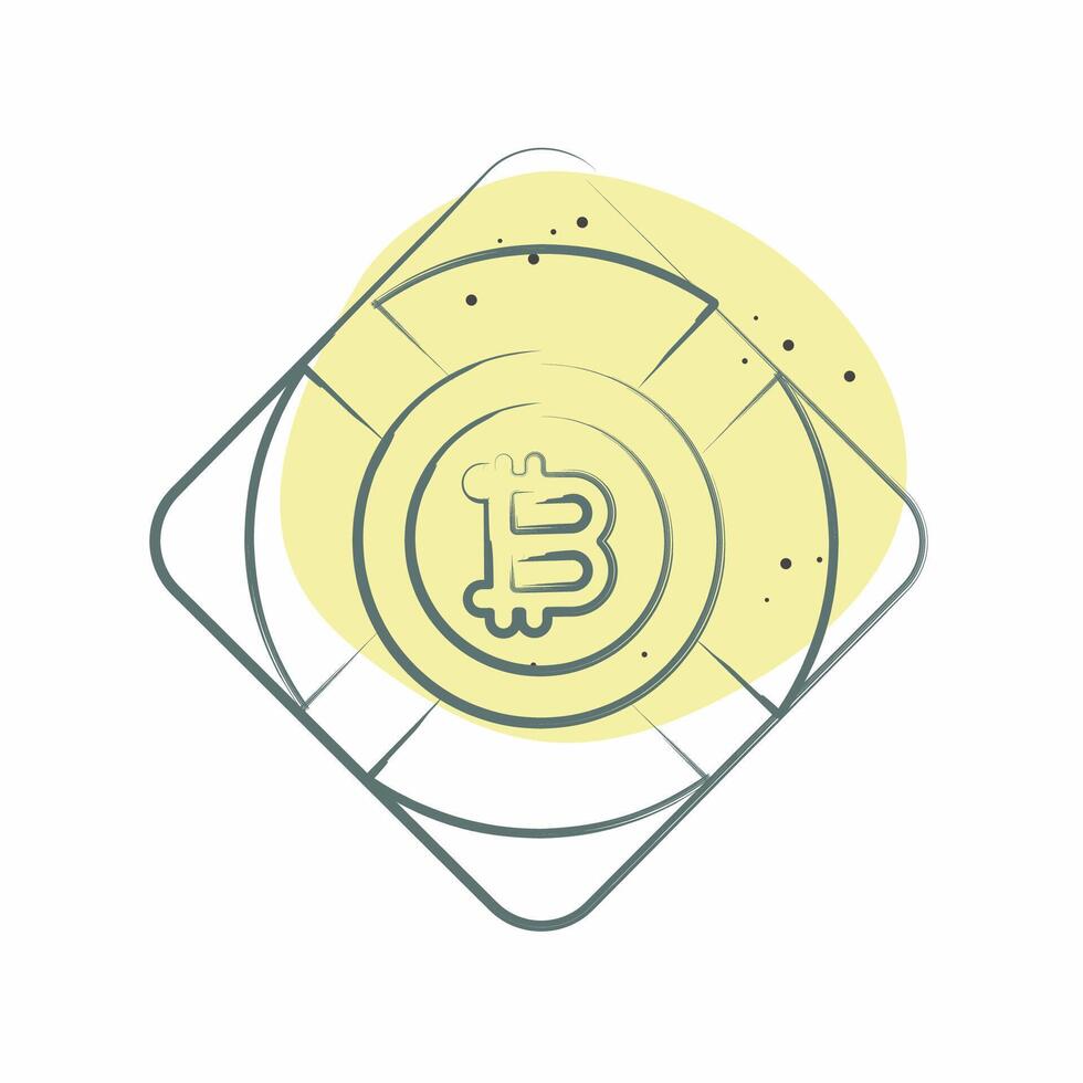 Icon Bitcoin Safety. related to Cryptography symbol. Color Spot Style. simple design illustration vector