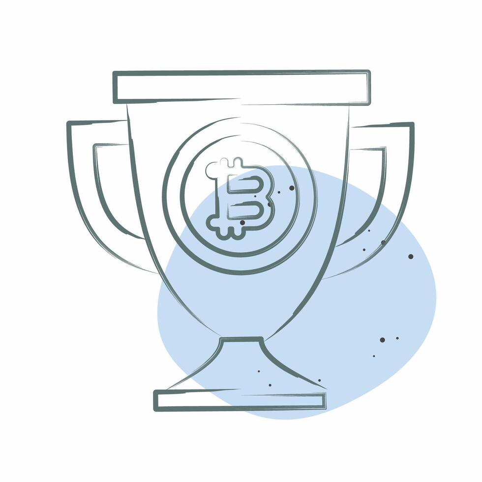 Icon Bitcoin Trophy. related to Cryptography symbol. Color Spot Style. simple design illustration vector
