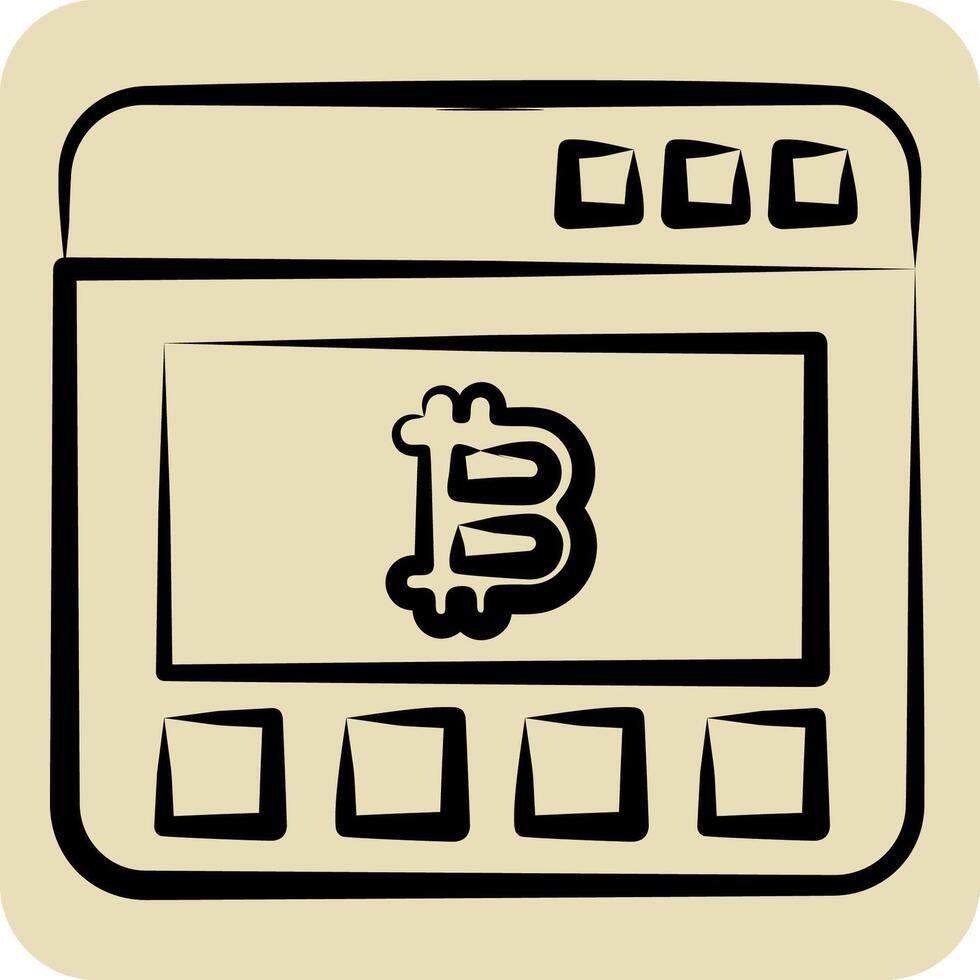 Icon Bitcoin Website. related to Cryptography symbol. hand drawn style. simple design illustration vector